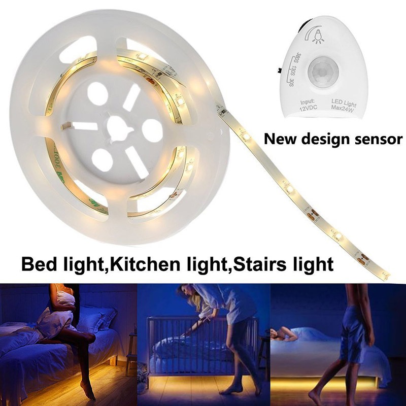 DC12V 2835 Bed Sensor LED Lights Strip Kit, With Warm White Bed Lights Human Body Induction Night LED Light Strip